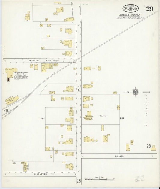 Sanborn Fire Insurance Map from Salisbury, Wicomico County, Maryland (1916), Sheet #0029 - Historic Sanborn Fire Insurance Map Print, vintage old map wall art