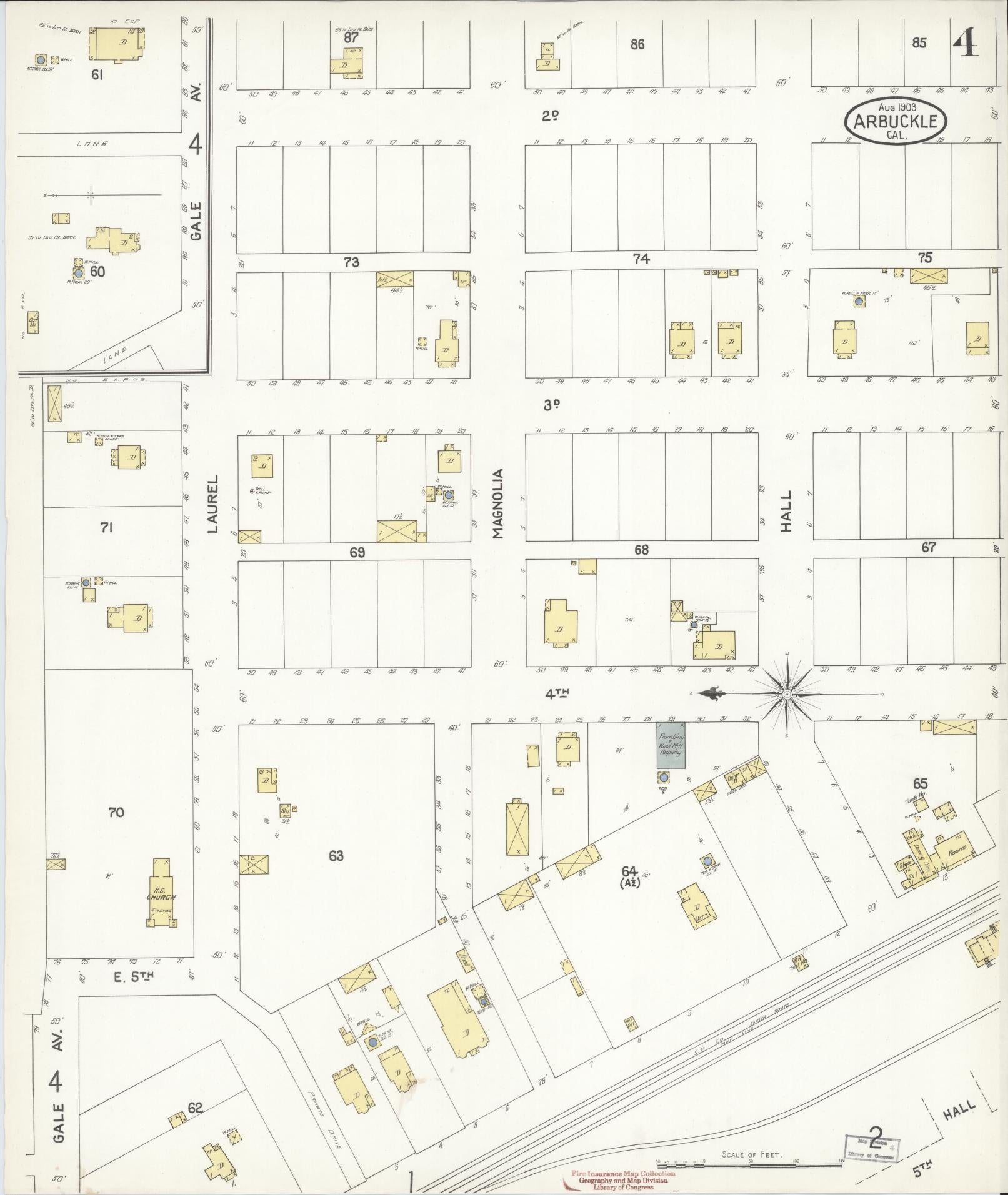 Sanborn Fire Insurance Map from Arbuckle, Colusa County, California (1903), Sheet #0004 - Historic Sanborn Fire Insurance Map Print, vintage old map wall art, antique decor, genealogy gift, California California map