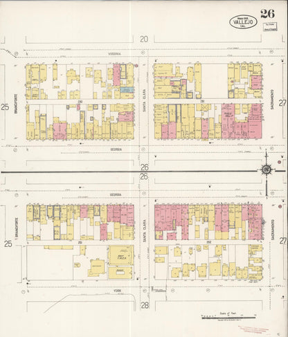 Sanborn Fire Insurance Map from Vallejo, Solano County, California (1919), Sheet #0026 - Complete Map Set gallery image, historic Sanborn map, vintage wall art, California California