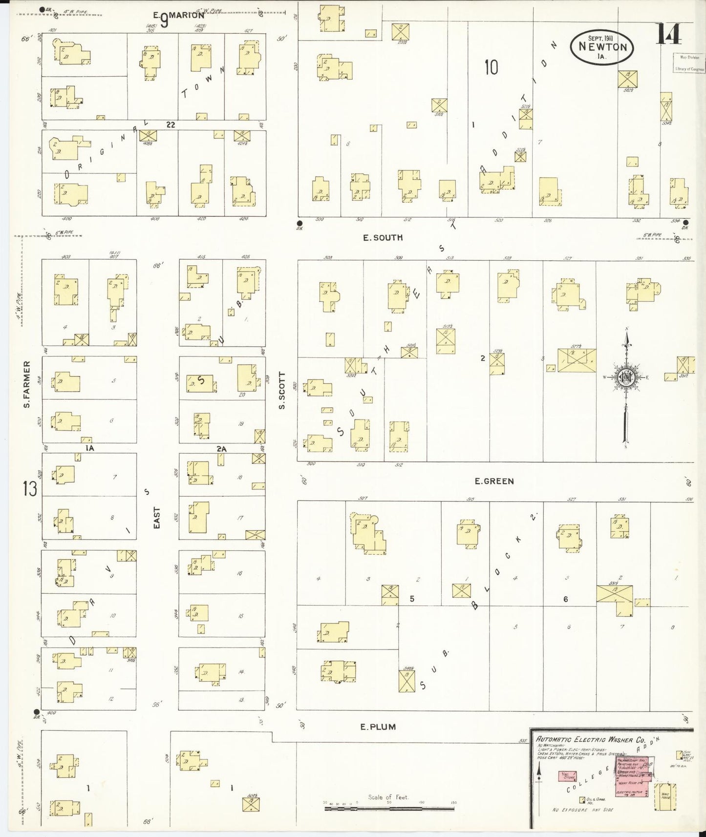 Sanborn Fire Insurance Map from Newton, Jasper County, Iowa (1911), Sheet #0014 - Historic Sanborn Fire Insurance Map Print
