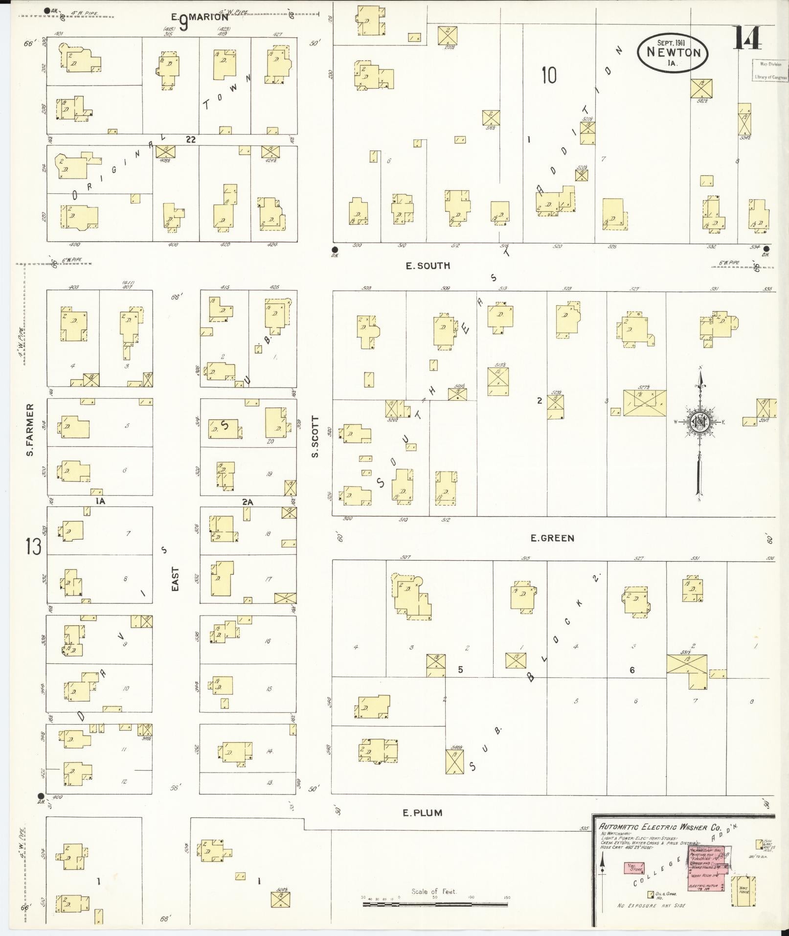 Sanborn Fire Insurance Map from Newton, Jasper County, Iowa (1911), Sheet #0014 - Historic Sanborn Fire Insurance Map Print