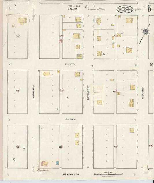 Sanborn Fire Insurance Map from Chillicothe, Hardeman County, Texas (1941), Sheet #0009 - Historic Sanborn Fire Insurance Map Print, vintage old map wall art, antique decor, genealogy gift, Texas Texas map