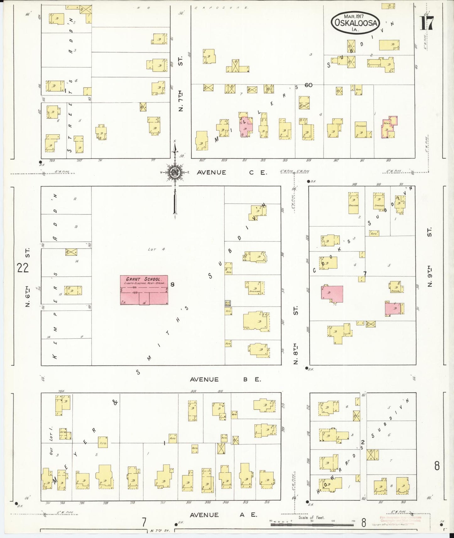 Sanborn Fire Insurance Map from Oskaloosa, Mahaska County, Iowa (1917), Sheet #0017 - Historic Sanborn Fire Insurance Map Print