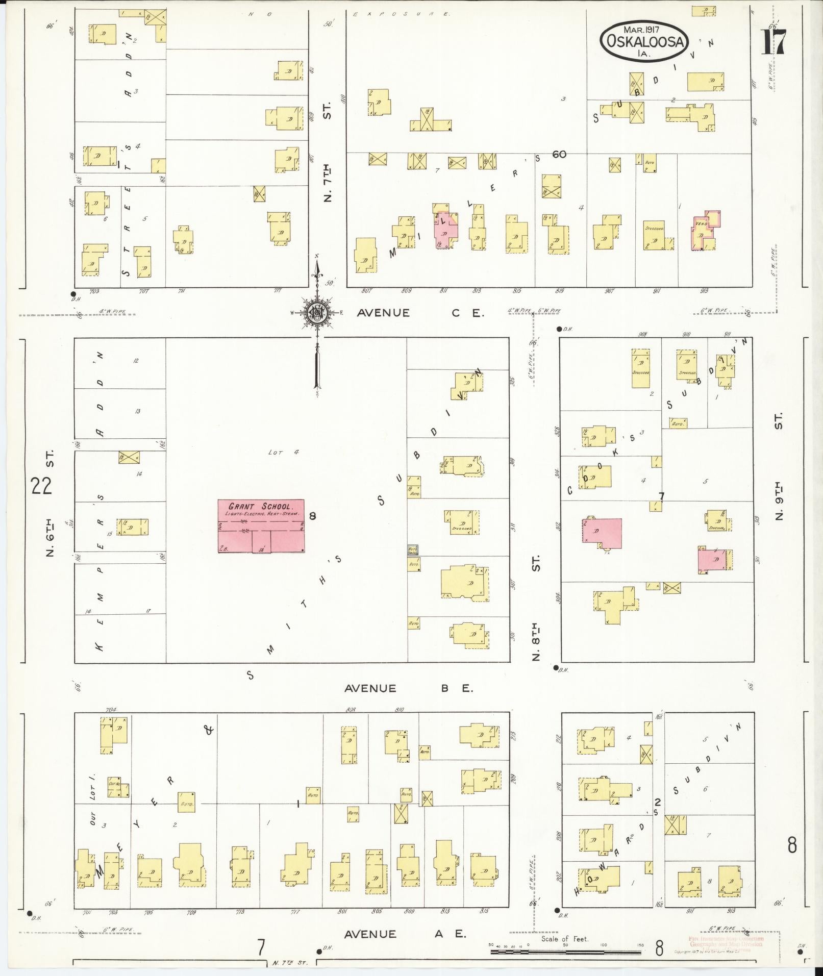 Sanborn Fire Insurance Map from Oskaloosa, Mahaska County, Iowa (1917), Sheet #0017 - Historic Sanborn Fire Insurance Map Print