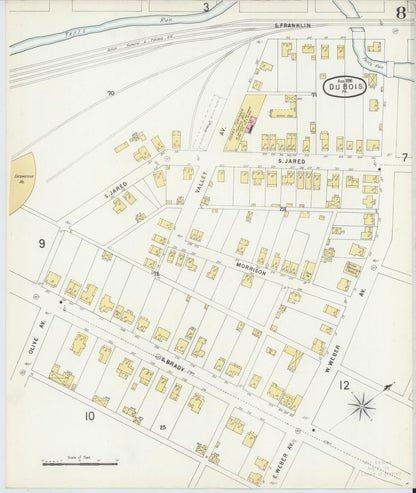 Sanborn Fire Insurance Map from Du Bois, Clearfield County, Pennsylvania (1896), Sheet #0008 - Complete Map Set gallery image, historic Sanborn map, vintage wall art, Pennsylvania Pennsylvania