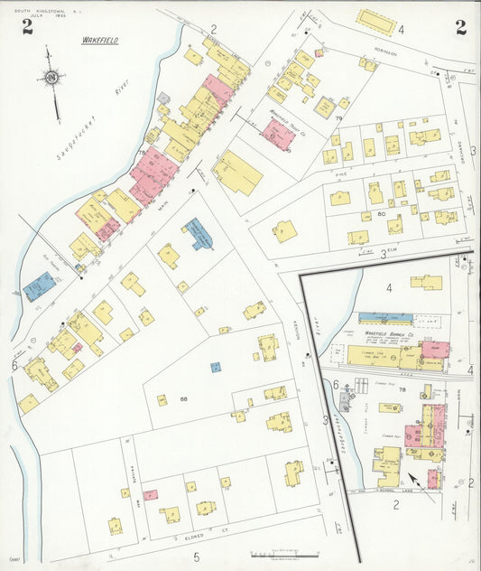 Sanborn Fire Insurance Map from South Kingstown, Washington County, Rhode Island (1935), Sheet #0002 - Historic Sanborn Fire Insurance Map Print, vintage old map wall art, antique decor, genealogy gift, Rhode Island Rhode Island map
