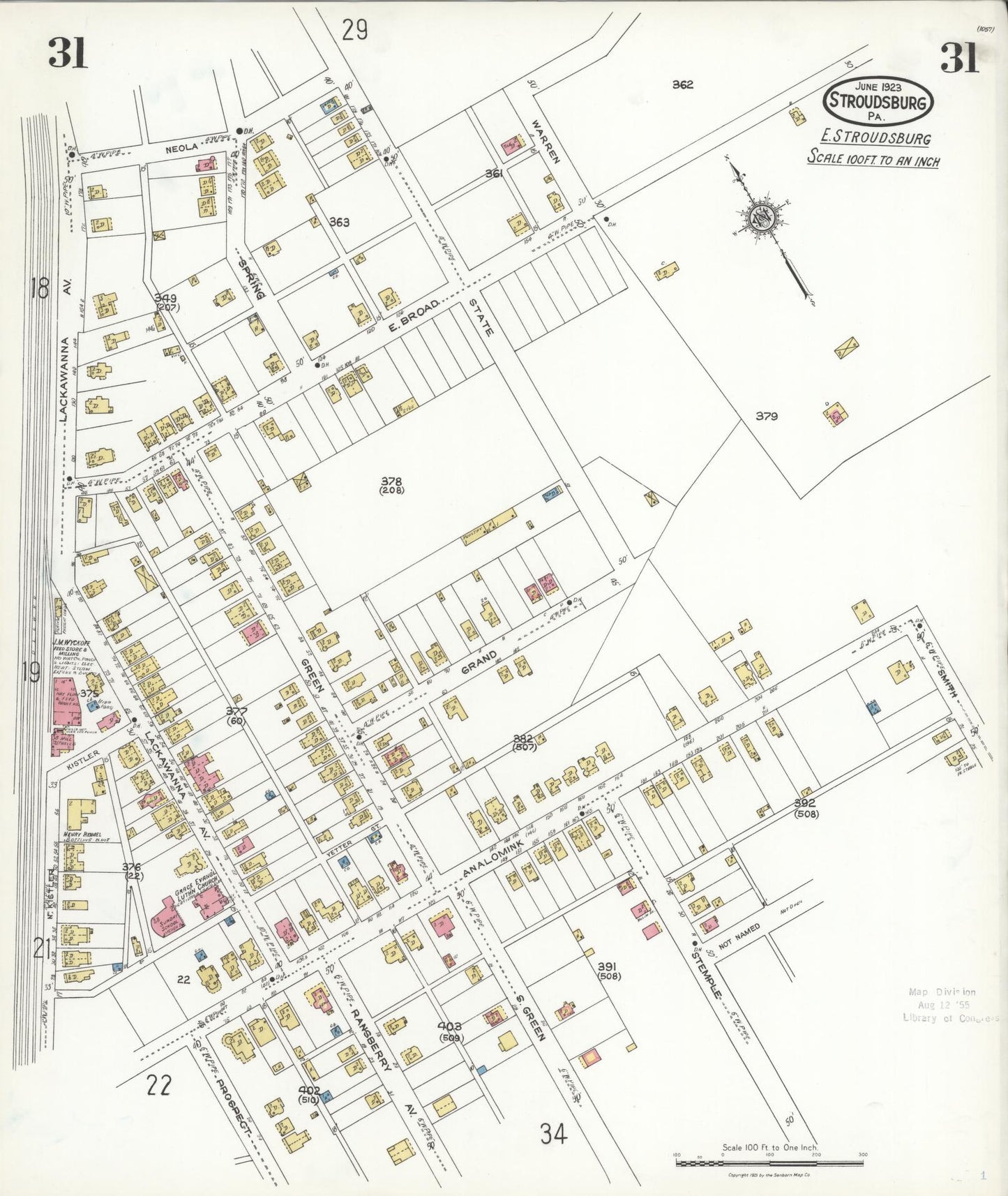 Sanborn Fire Insurance Map from Stroudsburg, Monroe County, Pennsylvania (1923), Sheet #0031 - Complete Map Set gallery image, historic Sanborn map, vintage wall art, Pennsylvania Pennsylvania