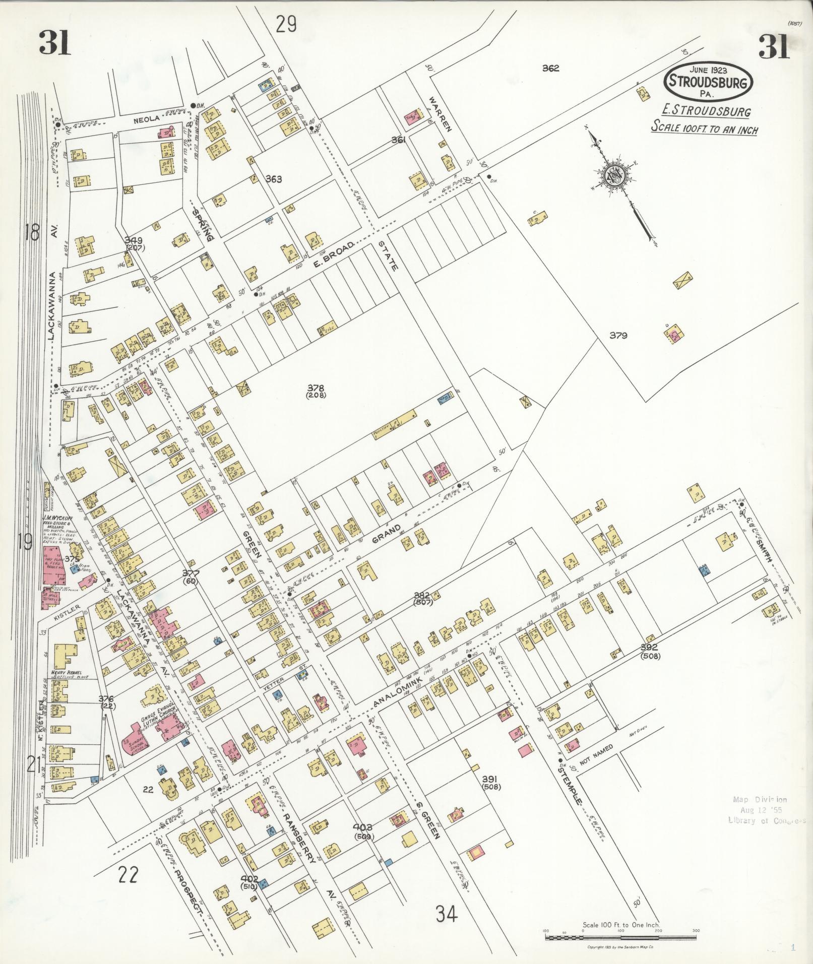 Sanborn Fire Insurance Map from Stroudsburg, Monroe County, Pennsylvania (1923), Sheet #0031 - Complete Map Set gallery image, historic Sanborn map, vintage wall art, Pennsylvania Pennsylvania