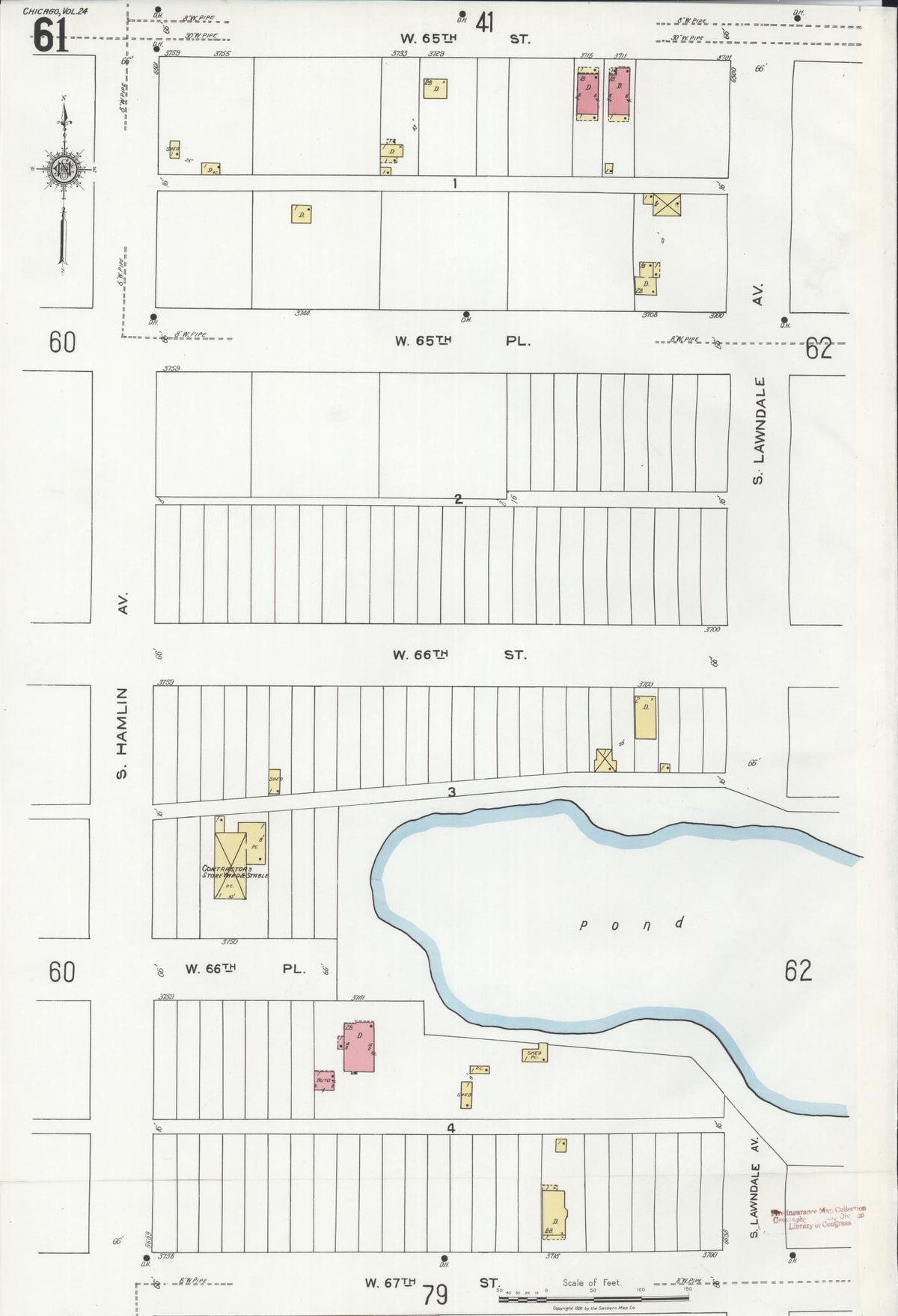Sanborn Fire Insurance Map from Chicago, Cook County, Illinois (1920), Sheet #0061 - Historic Sanborn Fire Insurance Map Print, vintage old map wall art, antique decor, genealogy gift, Illinois Illinois map