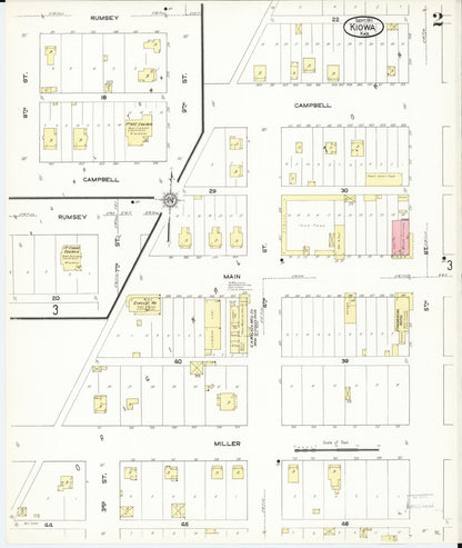 Sanborn Fire Insurance Map from Kiowa, Barber County, Kansas (1911), Sheet #0002 - Complete Map Set gallery image, historic Sanborn map, vintage wall art, Kansas Kansas