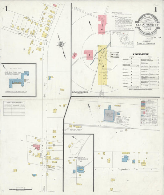 Sanborn Fire Insurance Map from Cockeysville, Baltimore County, Maryland (1933), Sheet #0001 - Historic Sanborn Fire Insurance Map Print, vintage old map wall art, antique decor, genealogy gift, Maryland Maryland map