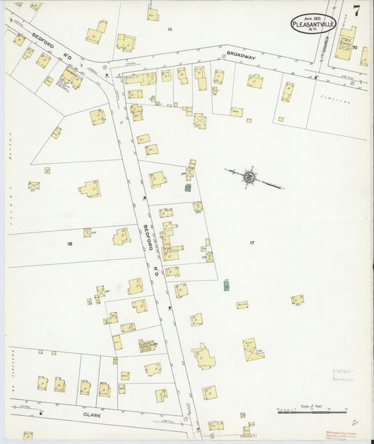 Sanborn Fire Insurance Map from Pleasantville, Westchester County, New York (1910), Sheet #0007 - Historic Sanborn Fire Insurance Map Print, vintage old map wall art, antique decor, genealogy gift, New York New York map