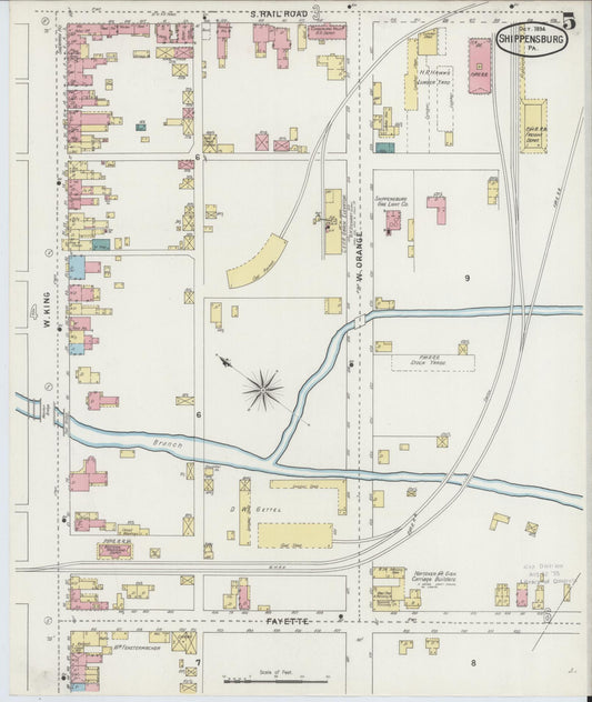 Sanborn Fire Insurance Map from Shippensburg, Cumberland And Franklin Counties, Pennsylvania (1894), Sheet #0005 - Historic Sanborn Fire Insurance Map Print, vintage old map wall art, antique decor, genealogy gift, Counties Pennsylvania map