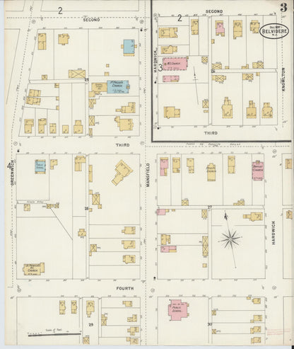 Sanborn Fire Insurance Map from Belvidere, Warren County, New Jersey (1897), Sheet #0003 - Complete Map Set gallery image, historic Sanborn map, vintage wall art, New Jersey New Jersey