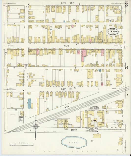 Sanborn Fire Insurance Map from Lykens, Dauphin County, Pennsylvania (1911), Sheet #0003 - Historic Sanborn Fire Insurance Map Print, vintage old map wall art, antique decor, genealogy gift, Pennsylvania Pennsylvania map