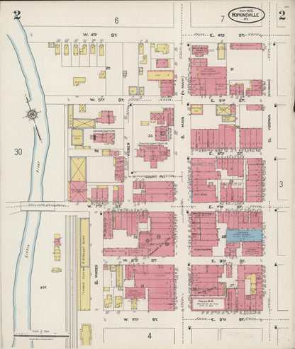 Sanborn Fire Insurance Map from Hopkinsville, Christian County, Kentucky (1923), Sheet #0002 - Complete Map Set gallery image, historic Sanborn map, vintage wall art, Kentucky Kentucky