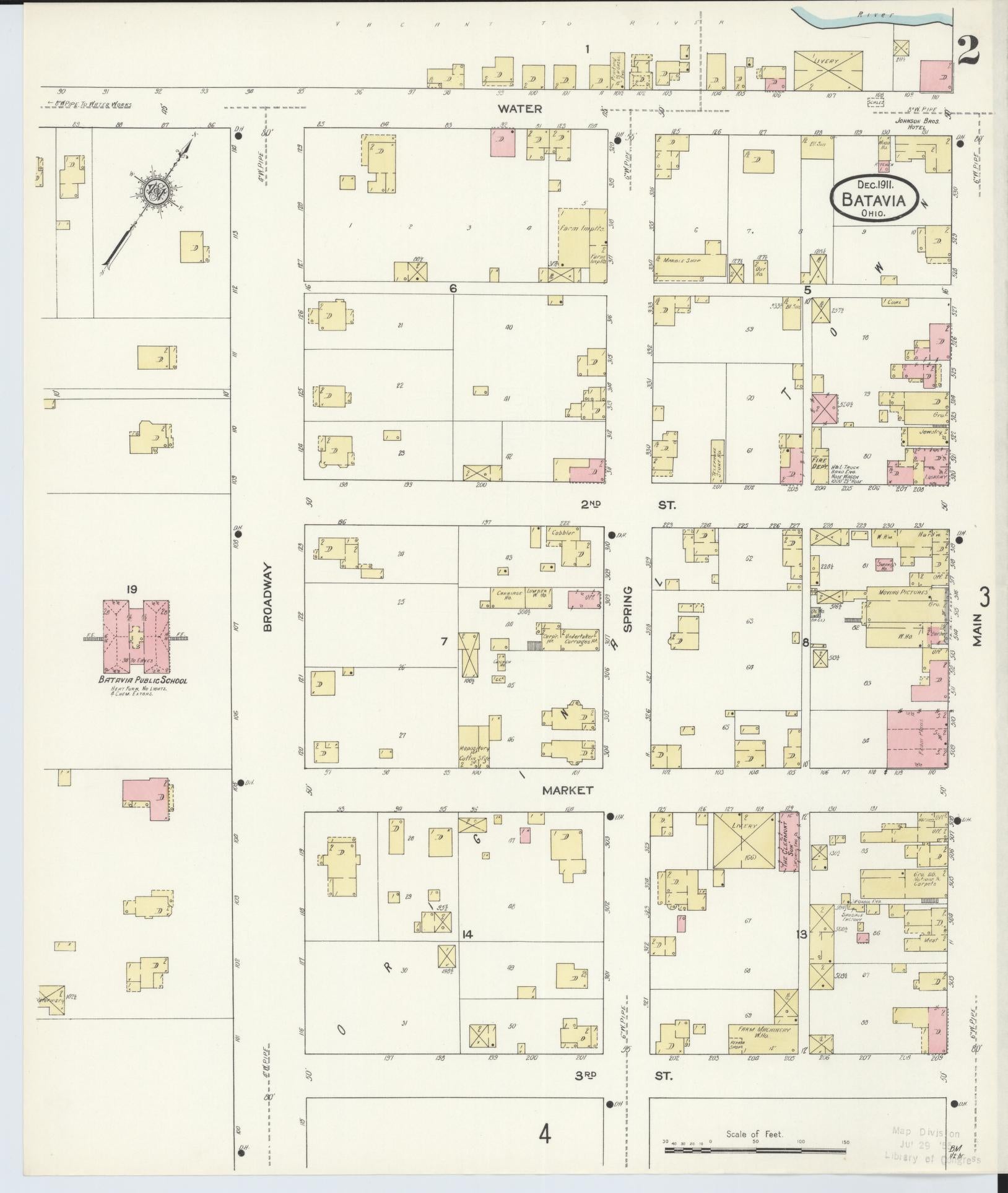 Sanborn Fire Insurance Map from Batavia, Clermont County, Ohio (1911), Sheet #0002 - Historic Sanborn Fire Insurance Map Print, vintage old map wall art, antique decor, genealogy gift, Ohio Ohio map