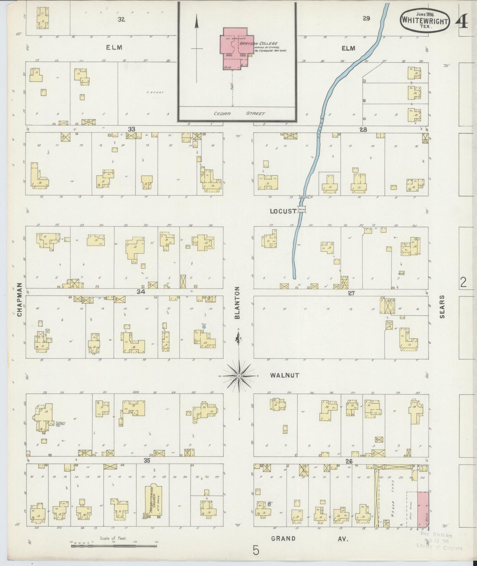 Sanborn Fire Insurance Map from Whitewright, Grayson County, Texas (1896), Sheet #0004 - Complete Map Set gallery image, historic Sanborn map, vintage wall art, Texas Texas