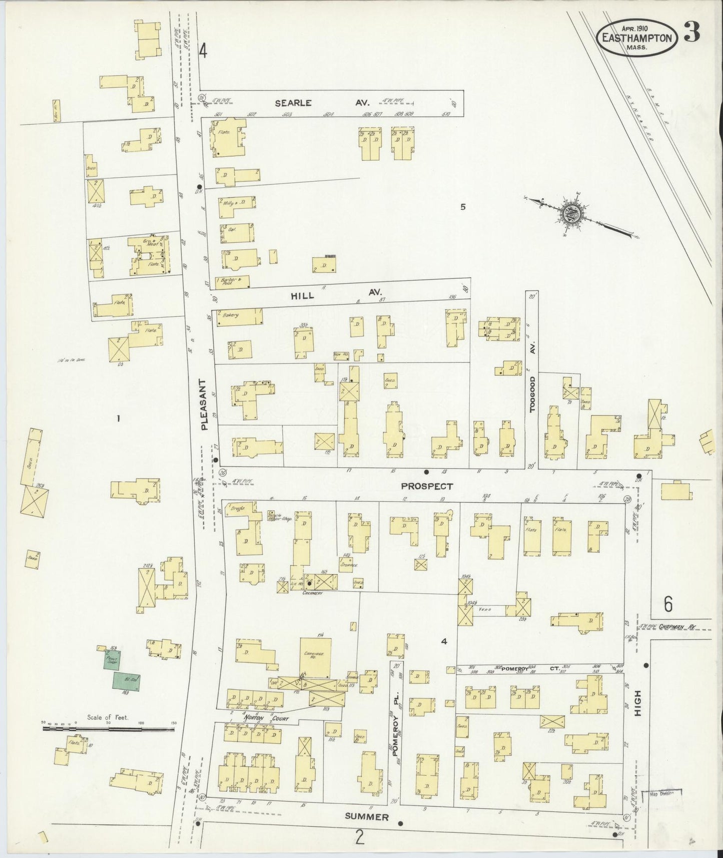 Sanborn Fire Insurance Map from East Hampton, Hampshire County, Massachusetts (1910), Sheet #0003 - Complete Map Set gallery image, historic Sanborn map, vintage wall art, Massachusetts Massachusetts