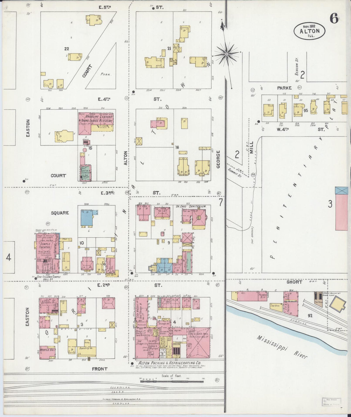 Sanborn Fire Insurance Map from Alton, Madison County, Illinois (1902), Sheet #0006 - Historic Sanborn Fire Insurance Map Print, vintage old map wall art, antique decor, genealogy gift, Illinois Illinois map