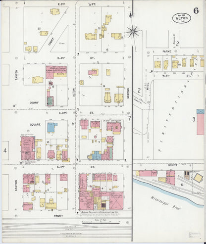 Sanborn Fire Insurance Map from Alton, Madison County, Illinois (1902), Sheet #0006 - Historic Sanborn Fire Insurance Map Print, vintage old map wall art, antique decor, genealogy gift, Illinois Illinois map