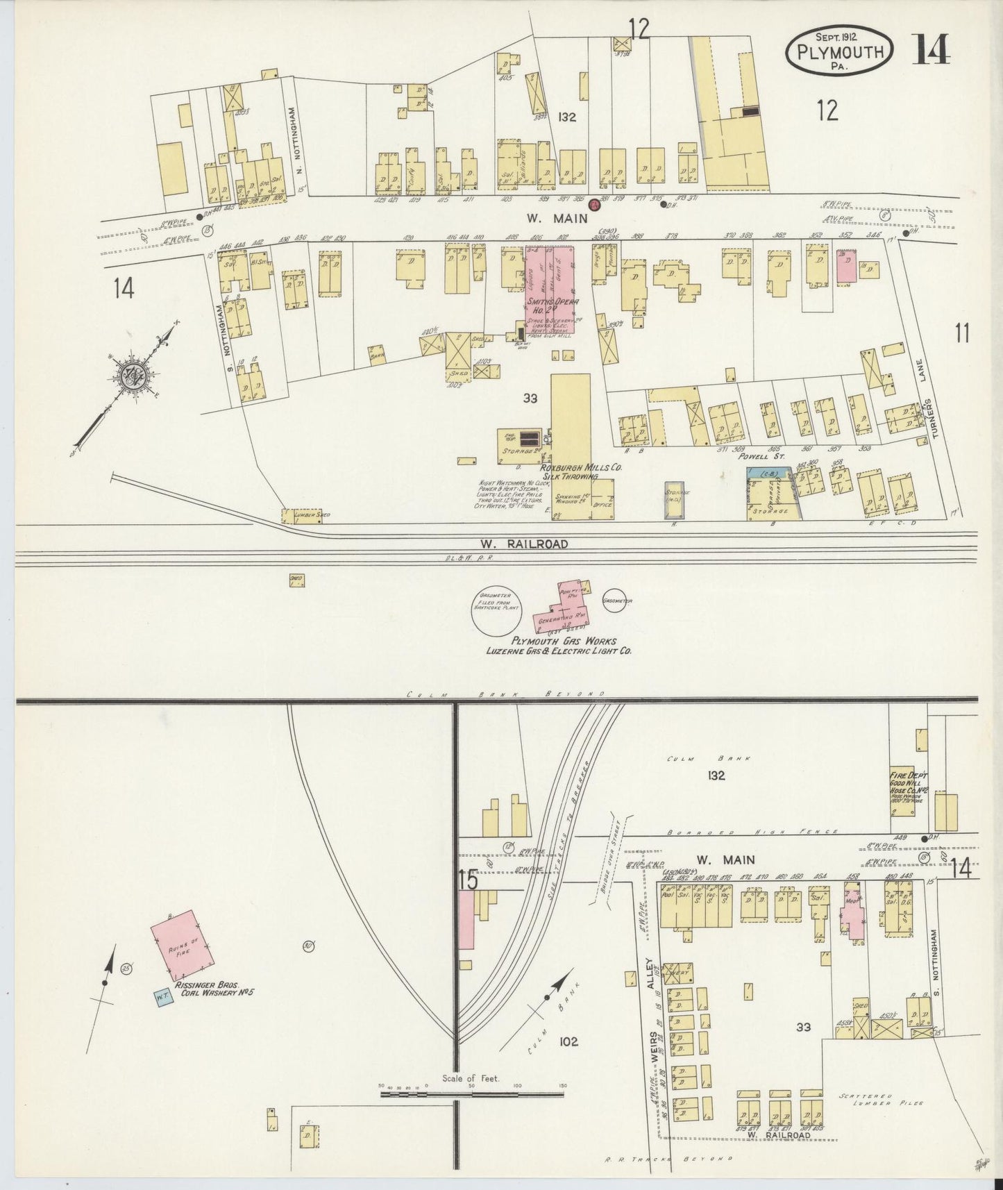 Sanborn Fire Insurance Map from Plymouth, Luzerne County, Pennsylvania (1912), Sheet #0014 - Complete Map Set gallery image, historic Sanborn map, vintage wall art, Pennsylvania Pennsylvania