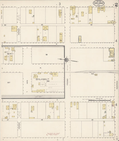 Sanborn Fire Insurance Map from Delano, Kern County, California (1912), Sheet #0002 - Historic Sanborn Fire Insurance Map Print, vintage old map wall art, antique decor, genealogy gift, California California map