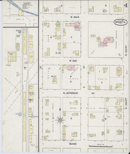 Sanborn Fire Insurance Map from Sparta, Monroe County, Wisconsin (1889), Sheet #0004 - Historic Sanborn Fire Insurance Map Print, vintage old map wall art, antique decor, genealogy gift, Wisconsin Wisconsin map