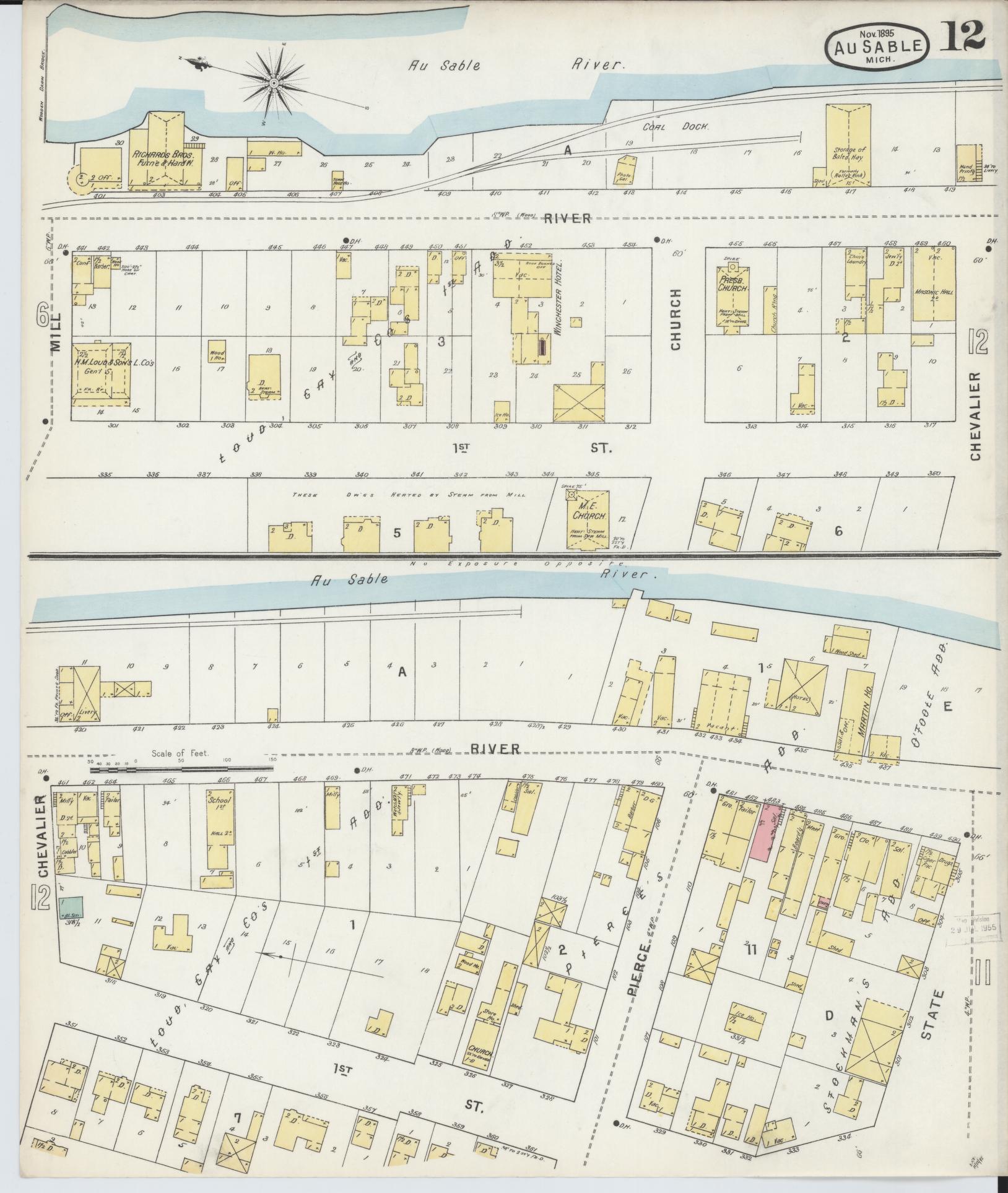 Sanborn Fire Insurance Map from Oscoda, Iosco County, Michigan (1895), Sheet #0012 - Complete Map Set gallery image, historic Sanborn map, vintage wall art, Michigan Michigan