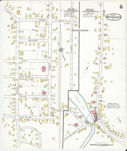 Sanborn Fire Insurance Map from White River Junction, Windsor County, Vermont (1917), Sheet #0008 - Complete Map Set gallery image, historic Sanborn map, vintage wall art, Vermont Vermont