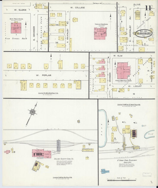 Sanborn Fire Insurance Map from Harrisburg, Saline County, Illinois (1913), Sheet #0011 - Historic Sanborn Fire Insurance Map Print, vintage old map wall art, antique decor, genealogy gift, Illinois Illinois map