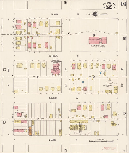 Sanborn Fire Insurance Map from Burley, Cassia County, Idaho (1921), Sheet #0014 - Historic Sanborn Fire Insurance Map Print, vintage old map wall art, antique decor, genealogy gift, Idaho Idaho map