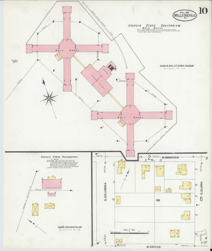 Sanborn Fire Insurance Map from Milledgeville, Baldwin County, Georgia (1908), Sheet #0010 - Complete Map Set gallery image, historic Sanborn map, vintage wall art, Georgia Georgia