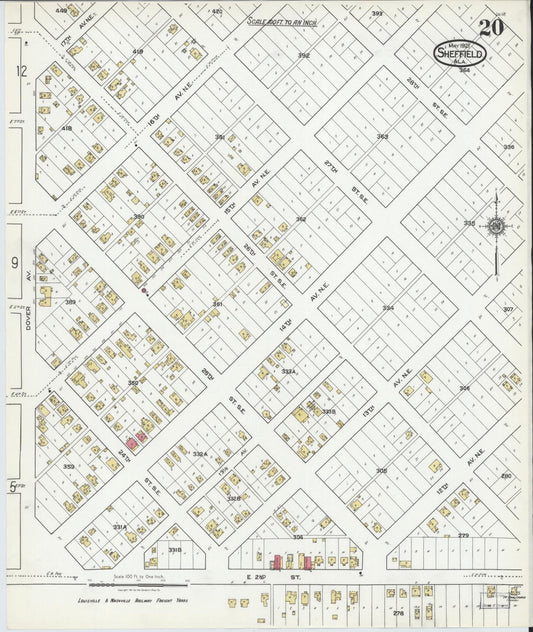 Sanborn Fire Insurance Map from Sheffield, Colbert County, Alabama (1921), Sheet #0020 - Historic Sanborn Fire Insurance Map Print, vintage old map wall art, antique decor, genealogy gift, Alabama Alabama map