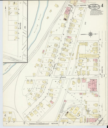 Sanborn Fire Insurance Map from Nelsonville, Athens County, Ohio (1914), Sheet #0004 - Complete Map Set gallery image, historic Sanborn map, vintage wall art, Ohio Ohio