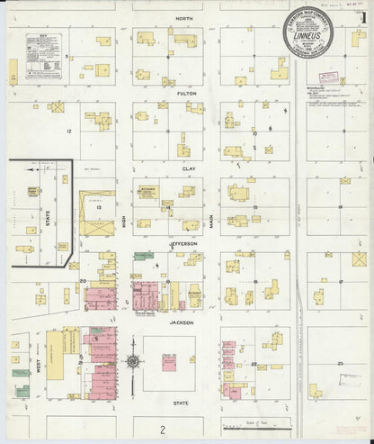Sanborn Fire Insurance Map from Linneus, Linn County, Missouri (1910), Sheet #0001 - Historic Sanborn Fire Insurance Map Print, vintage old map wall art, antique decor, genealogy gift, Missouri Missouri map