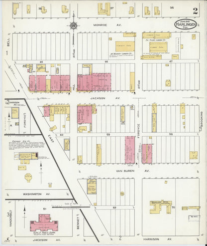 Sanborn Fire Insurance Map from Harlingen, Cameron County, Texas (1919), Sheet #0002 - Historic Sanborn Fire Insurance Map Print, vintage old map wall art, antique decor, genealogy gift, Texas Texas map