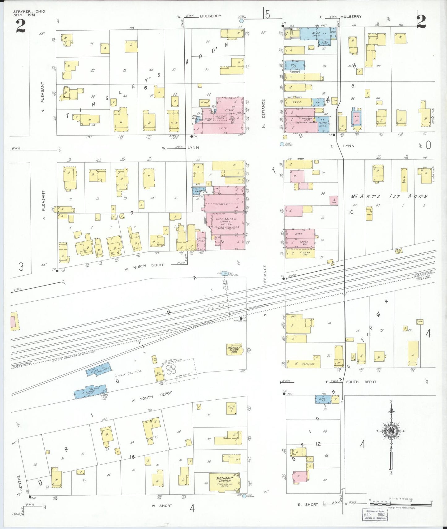 Sanborn Fire Insurance Map from Stryker, Williams County, Ohio (1951), Sheet #0002 - Complete Map Set gallery image, historic Sanborn map, vintage wall art, Ohio Ohio
