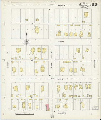 Sanborn Fire Insurance Map from Denison, Grayson County, Texas (1903), Sheet #0023 - Complete Map Set gallery image, historic Sanborn map, vintage wall art, Texas Texas