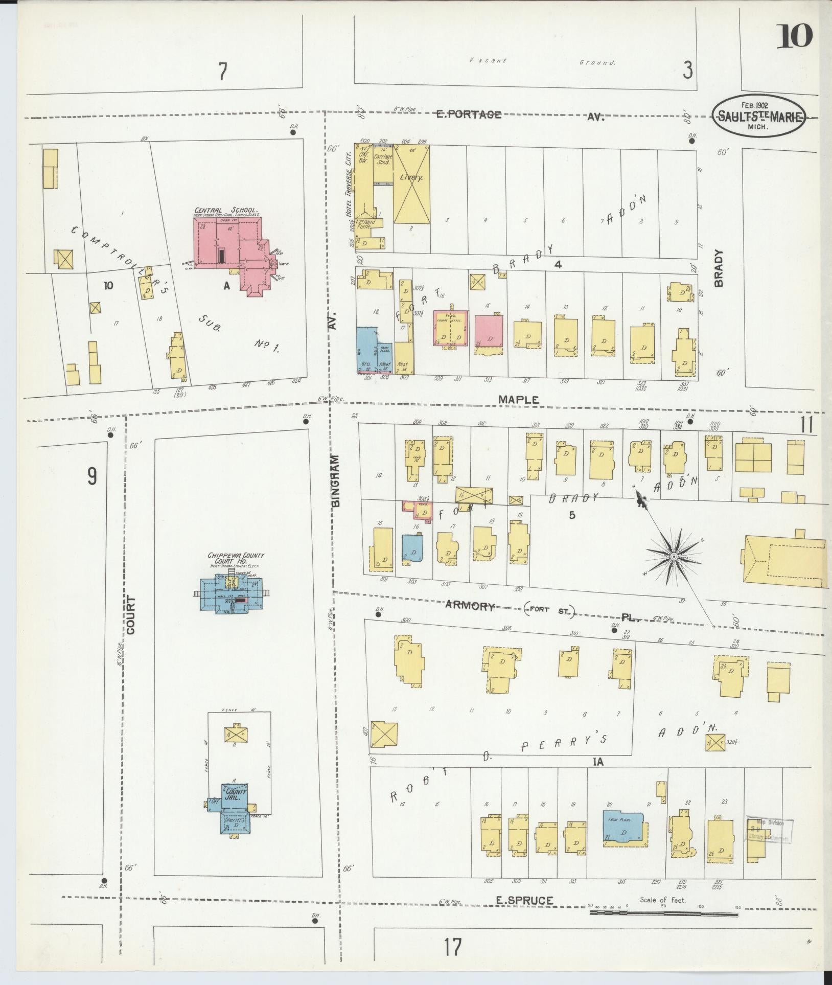 Sanborn Fire Insurance Map from Sault Sainte Marie, Chippewa County, Michigan (1902), Sheet #0010 - Complete Map Set gallery image, historic Sanborn map, vintage wall art, Michigan Michigan