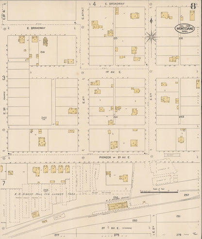 Sanborn Fire Insurance Map from Montesano, Grays Harbor County, Washington (1909), Sheet #0008 - Complete Map Set gallery image, historic Sanborn map, vintage wall art, Washington Washington