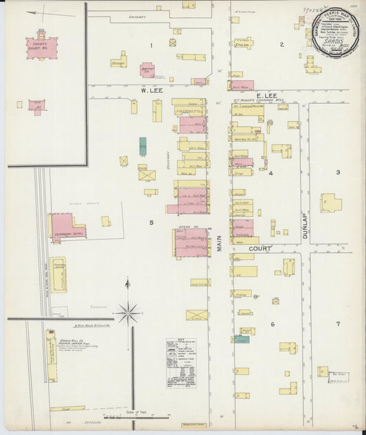 Sanborn Fire Insurance Map from Sardis, Panola County, Mississippi (1892), Sheet #0001 - Historic Sanborn Fire Insurance Map Print, vintage old map wall art, antique decor, genealogy gift, Mississippi Mississippi map