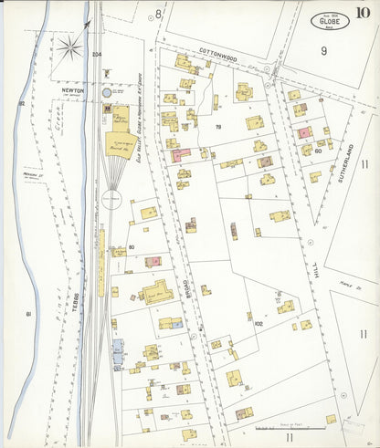 Sanborn Fire Insurance Map from Globe, Gila County, Arizona (1904), Sheet #0010 - Complete Map Set gallery image, historic Sanborn map, vintage wall art, Arizona Arizona