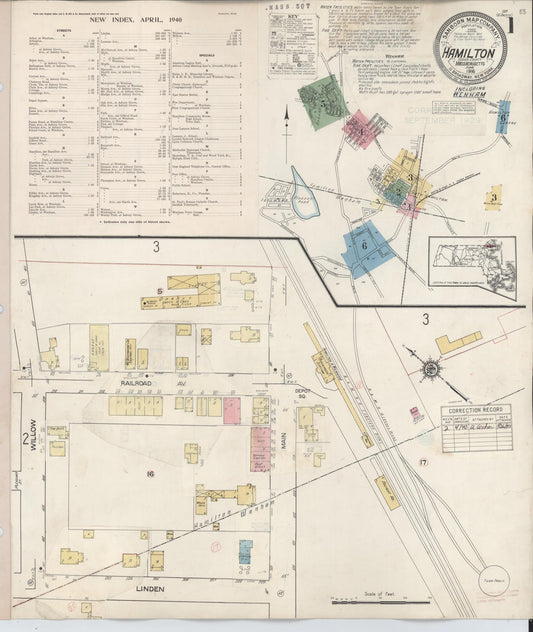 Sanborn Fire Insurance Map from Hamilton, Essex County, Massachusetts (1940), Sheet #0001 - Complete Map Set gallery image, historic Sanborn map, vintage wall art, Massachusetts Massachusetts
