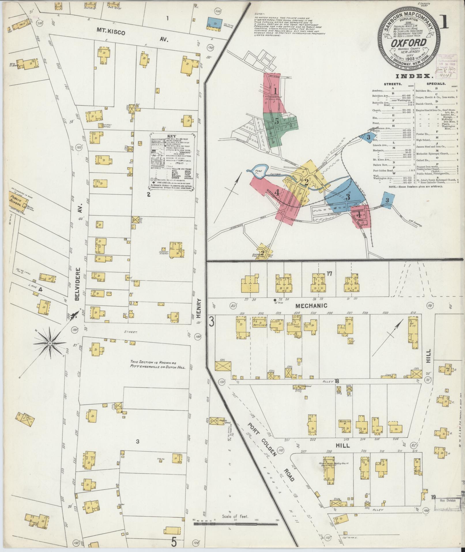 Sanborn Fire Insurance Map from Oxford, Warren County, New Jersey. (1903) – Historic Sanborn Fire Insurance Map Print