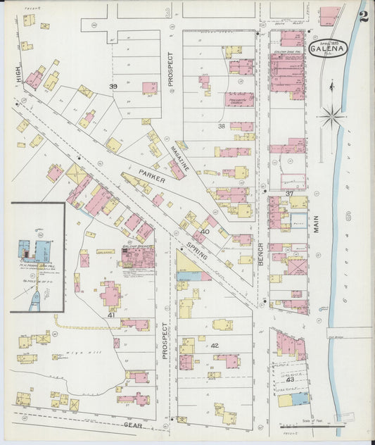 Sanborn Fire Insurance Map from Galena, Jo Daviess County, Illinois (1893), Sheet #0002 - Historic Sanborn Fire Insurance Map Print, vintage old map wall art, antique decor, genealogy gift, Illinois Illinois map