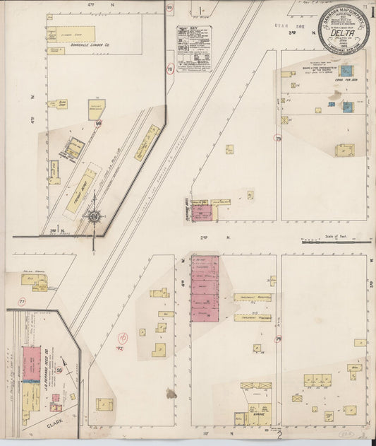 Sanborn Fire Insurance Map from Delta, Millard County, Utah (1923), Sheet #0001 - Historic Sanborn Fire Insurance Map Print, vintage old map wall art, antique decor, genealogy gift, Utah Utah map