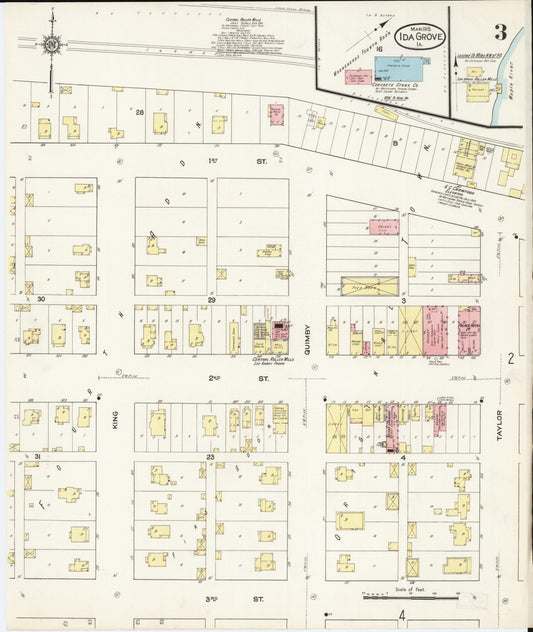 Sanborn Fire Insurance Map from Ida Grove, Ida County, Iowa (1915), Sheet #0003 - Historic Sanborn Fire Insurance Map Print, vintage old map wall art