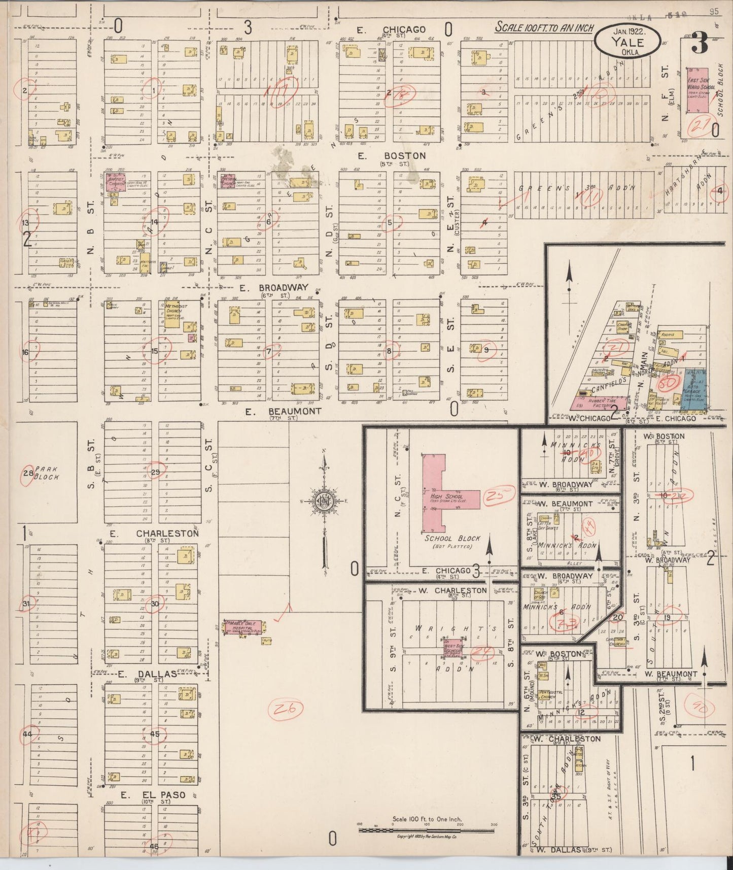Sanborn Fire Insurance Map from Yale, Payne County, Oklahoma (1922), Sheet #0003 - Complete Map Set gallery image, historic Sanborn map, vintage wall art, Oklahoma Oklahoma