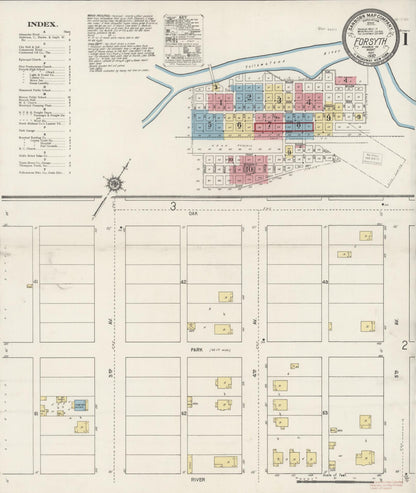 Sanborn Fire Insurance Map from Forsyth, Rosebud County, Montana (1920), Sheet #0001 - Complete Map Set gallery image, historic Sanborn map, vintage wall art, Montana Montana